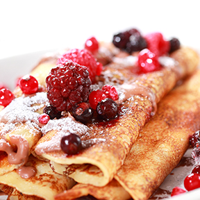 Sautéed Fruit Pancakes with Whipped Cinnamon Butter