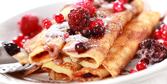 Sautéed Fruit Pancakes with Whipped Cinnamon Butter